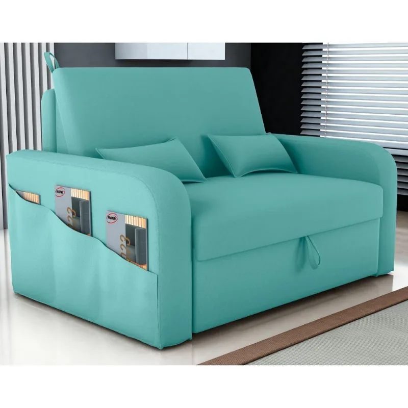 Sofá Cama Zion 2 Lugares Reclinável Verde Menta Veludo Matrix