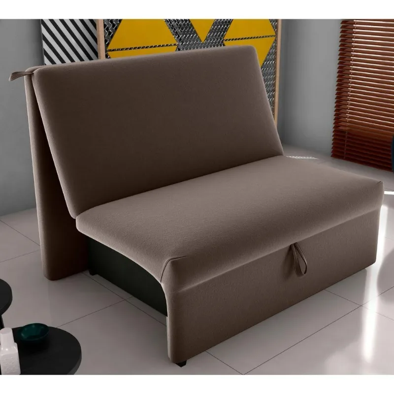 Sofá Cama Fenix 2 Lugares 113CM Marrom Veludo Matrix com Alça para Abertura Frontal