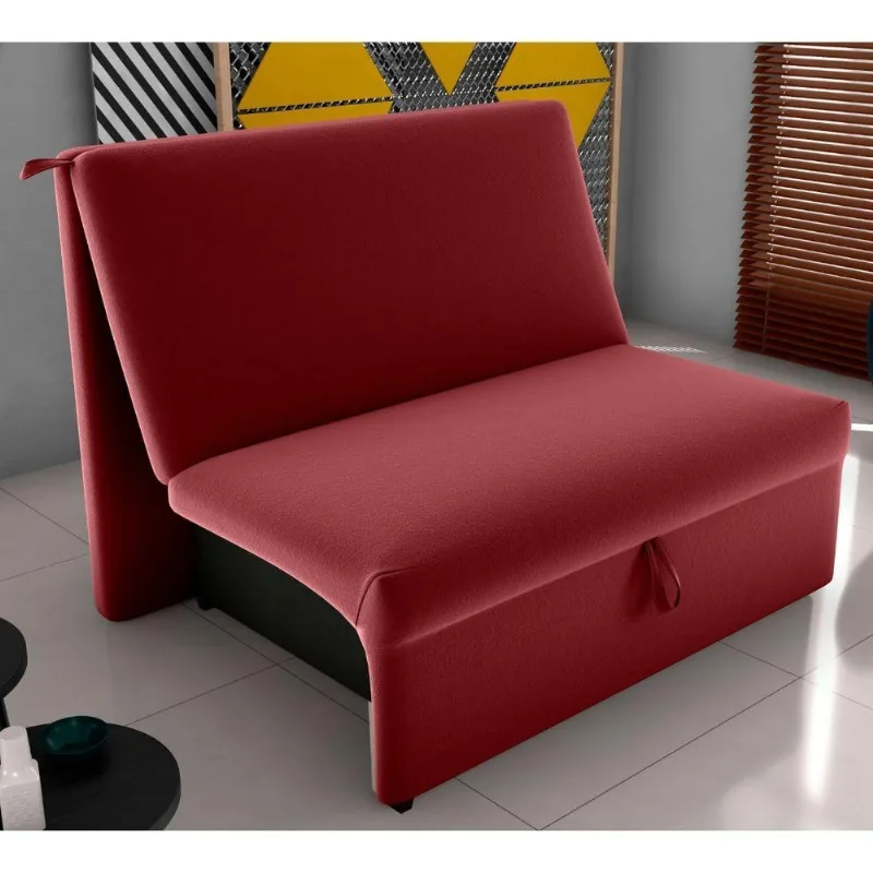 Sofá Cama Natura 2 Lugares 113CM Vinho Veludo Matrix Moderno Liso Espuma D20