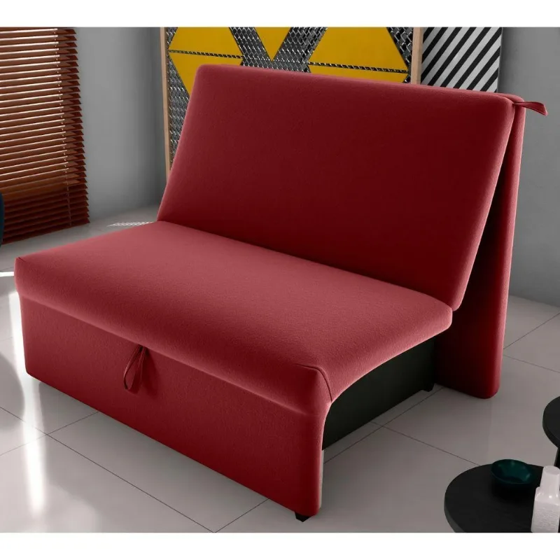 Sofá Cama Luca 2 Lugares 113CM Vinho Veludo Matrix Madeira Eucalipto