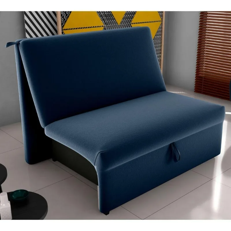 Sofá Cama Estilo Nobre 2 Lugares 113CM Azul Veludo Matrix 110kg