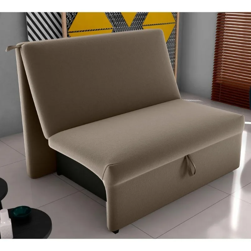 Sofá Cama Tália 2 Lugares 113CM Cappuccino Veludo Matrix