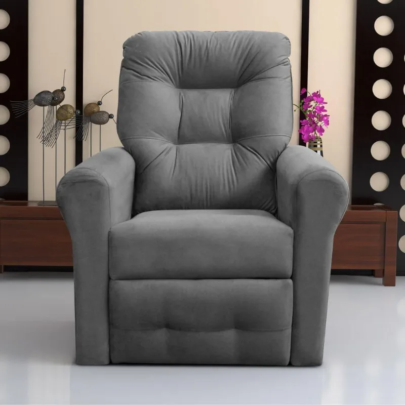 Poltrona Reclinável Versa Suede Conforto Cinza 110kg Matrix