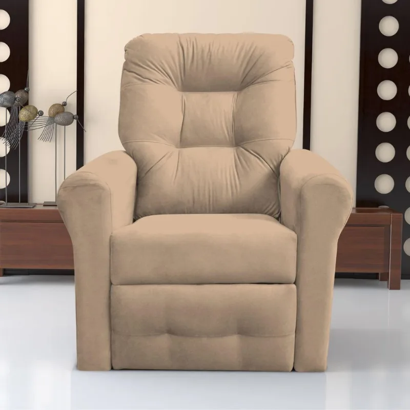 Poltrona Reclinável Cairo Suede Bege Espuma D23 Matrix