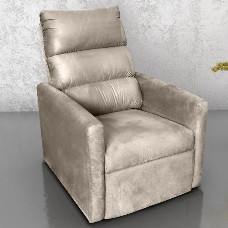 Poltrona Reclinável Villa Aurora com Reclinação Manual Suede Bege Matrix 110kg