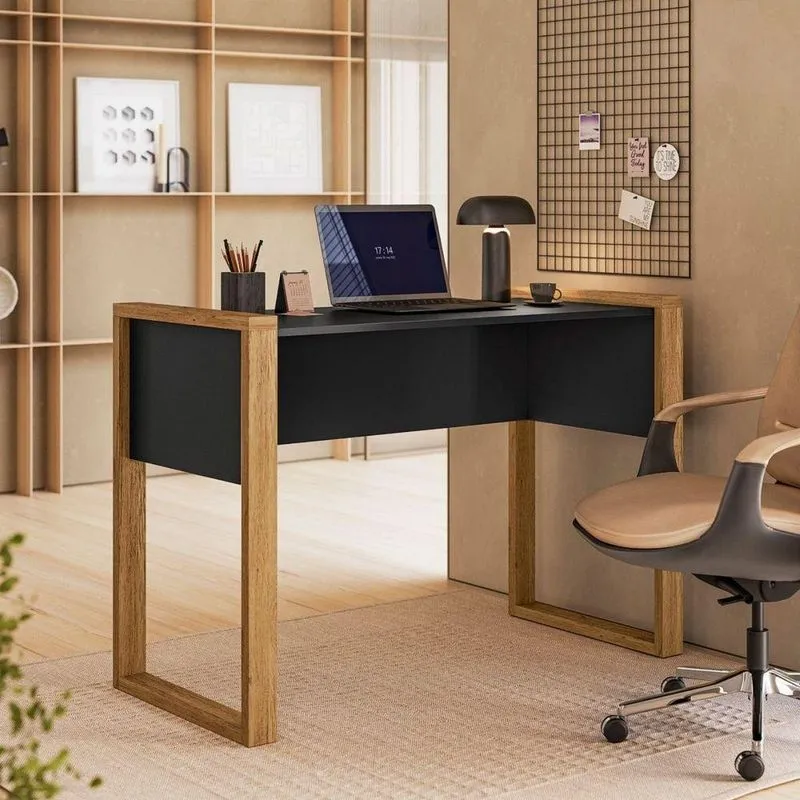 Mesa Para Computador Vila Do Horizonte Home Office MDF MDP 107,5cm Preto Qmovi
