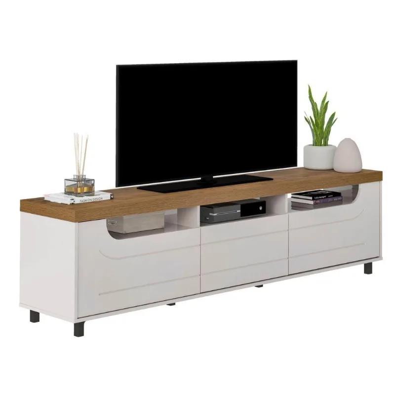 Rack para TV Vertice 75 Polegadas MDF MDP 1 Gaveta Pinho Off White Artely