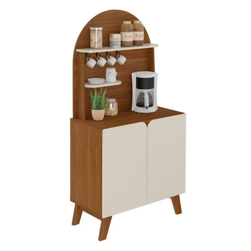 Buffet Elisa Retrô Vintage 2 Portas Basculante Cedro Off White Artely