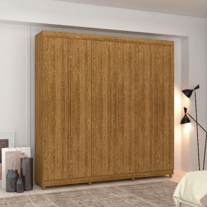 Guarda Roupa de Casal Safira 6 Portas de Bater 2 Gavetas Internas Nature Vila Rica