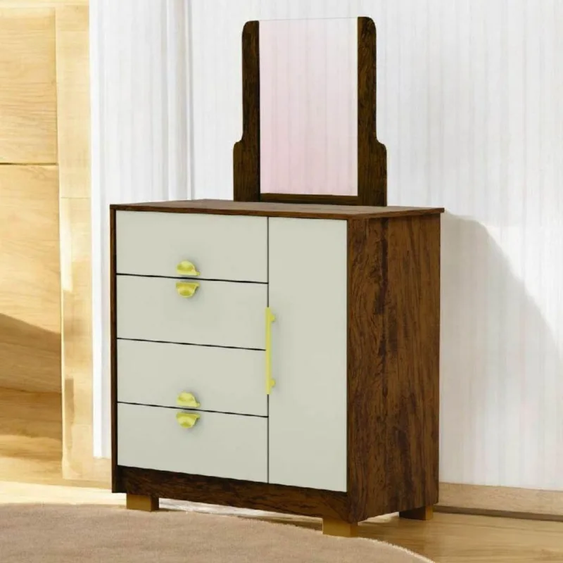 Cômoda Sapateira Lótus Prime 4 Gavetas MDP MDF Marrom Vila Rica