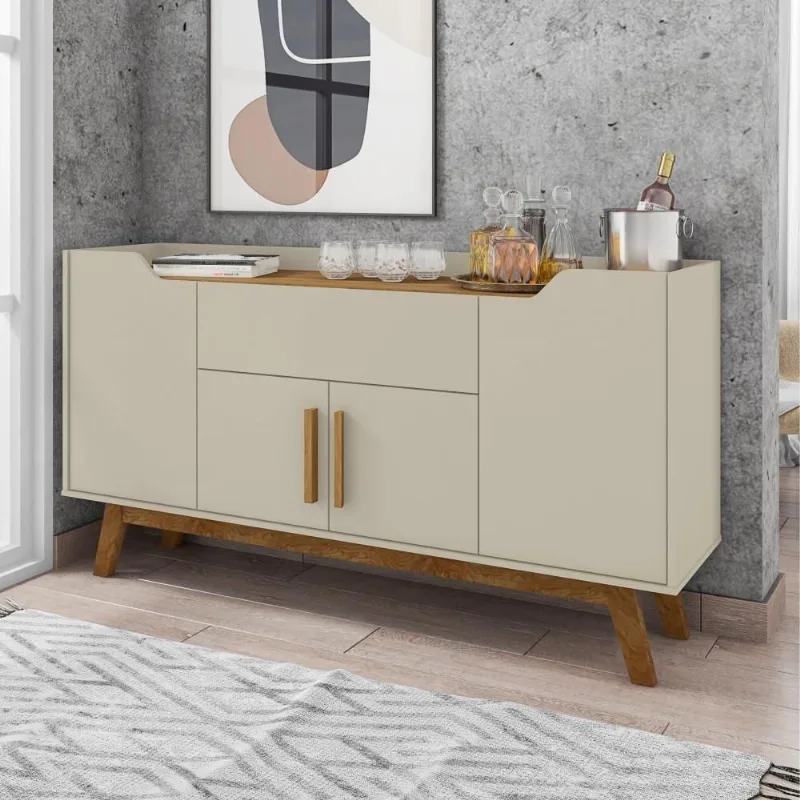 Balcão Casa Azzur 4 Portas 1 Gaveta MDP Off White Cinamomo Bechara Móveis