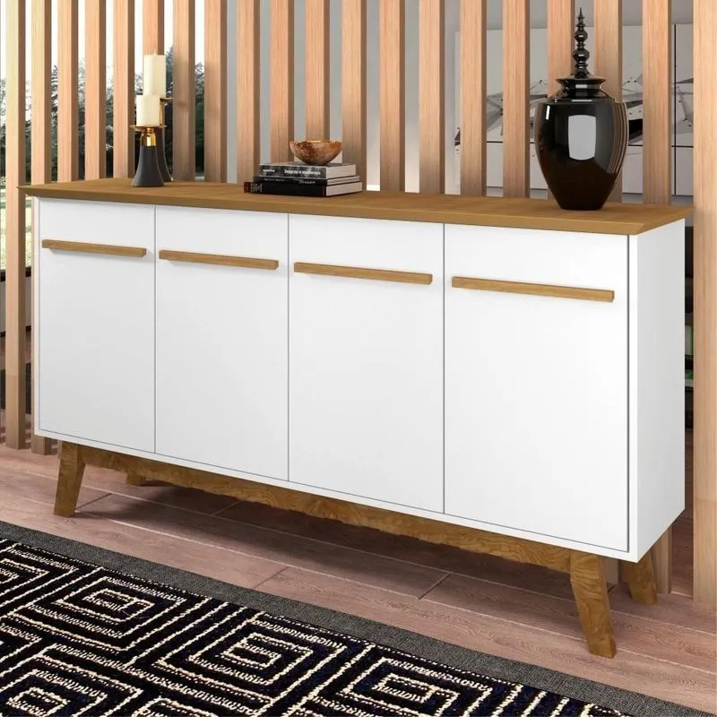Balcão Tom 4 Portas Sem Gavetas MDF-MDP 160cm Branco Cinamomo