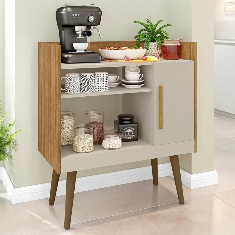 Bancada Aparador Café Com Porta Lincon 1 Porta MDP 70cm Cinamomo Off White Bechara Móveis