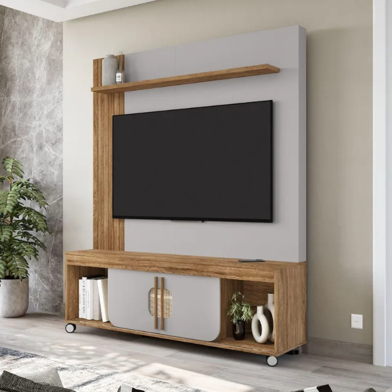 Home para TV TH SHOP 65 Polegadas 160CM MDP Cinamomo Off White Bechara Móveis