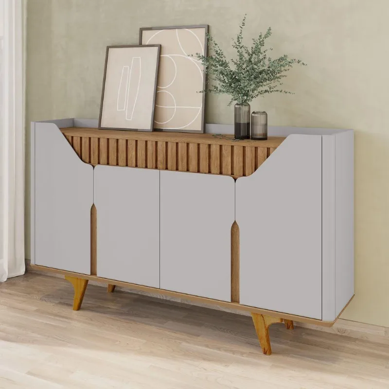 Aparador Buffet Opala Moderno 4 Portas 2 Gavetas MDF MDP Off White Cinamomo Bechara Móveis