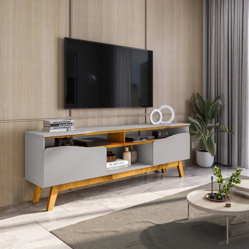 Rack Para TV TH Shop 75 Polegadas 180cm MDP Off White Nature Bechara Móveis