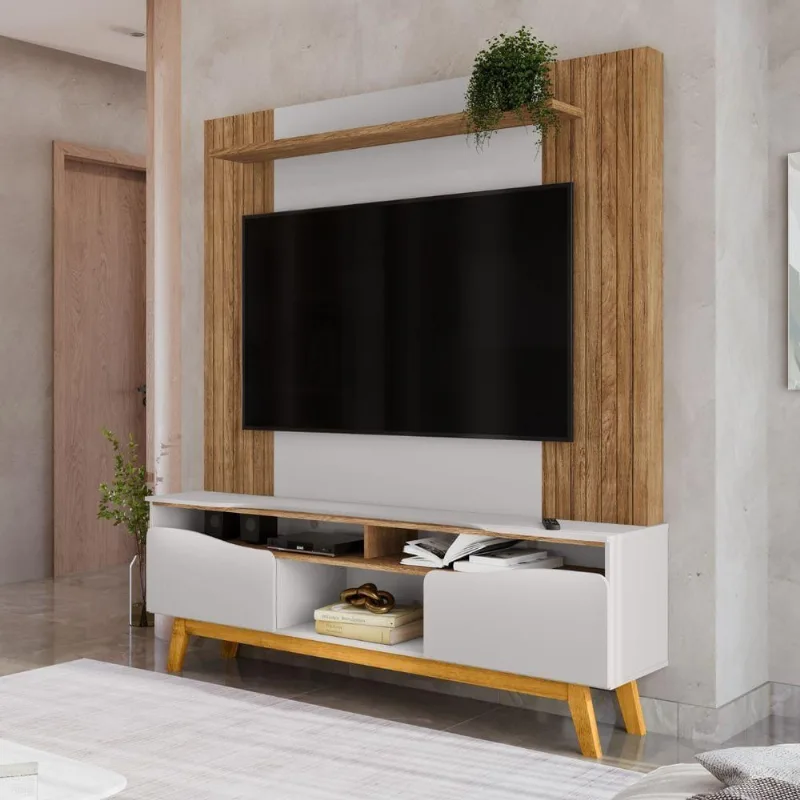 Home para TV TH SHOP 75 Polegadas 180CM MDF-MDP Cinamomo Off White Bechara Móveis