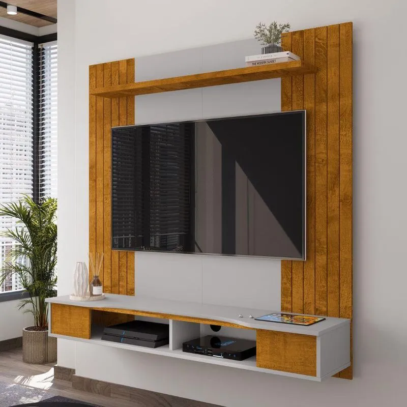 Painel Para TV Órion 55 Polegadas 136cm Naturalle Off White Bechara Móveis