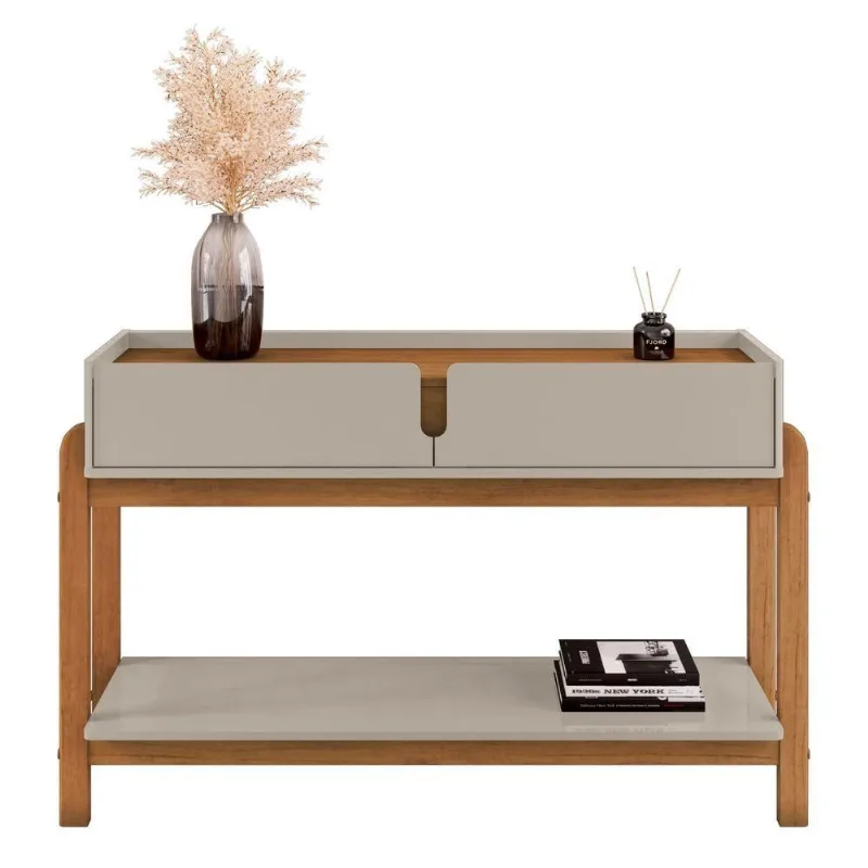 Aparador Nexo Retrô Vintage 2 Gavetas MDP MDF Off White Cedro Casa D Móveis