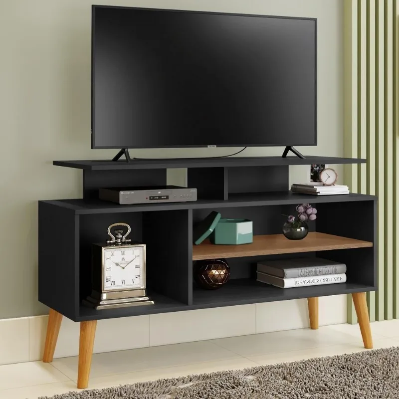 Rack para TV Villa Mistral 50" 110CM MDP com Nichos Preto e Canela Casah