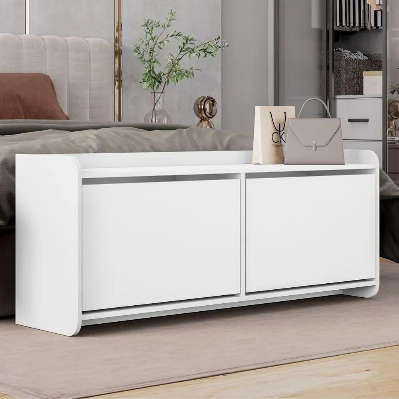 Sapateira Cecília 2 Portas 4 Nichos 130CM MDF-MDP Branco
