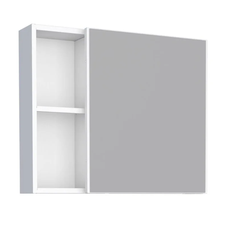 Espelheira para Banheiro Design 1 Porta 1 Prateleira Aço Branco Casah