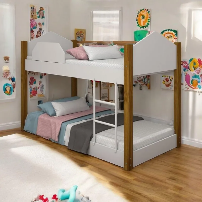 Beliche Infantil Villa do Cedro Mini Cama Soft Branco e Mel MDF Divaloto Móveis