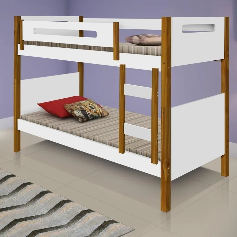 Beliche Solteiro Bruma Nobre Juvenil com Escada MDF Branco Divaloto Móveis