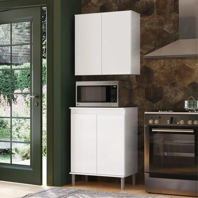 Armário Aéreo De Cozinha Gael 67cm 2 Portas MDP Branco EJ Móveis