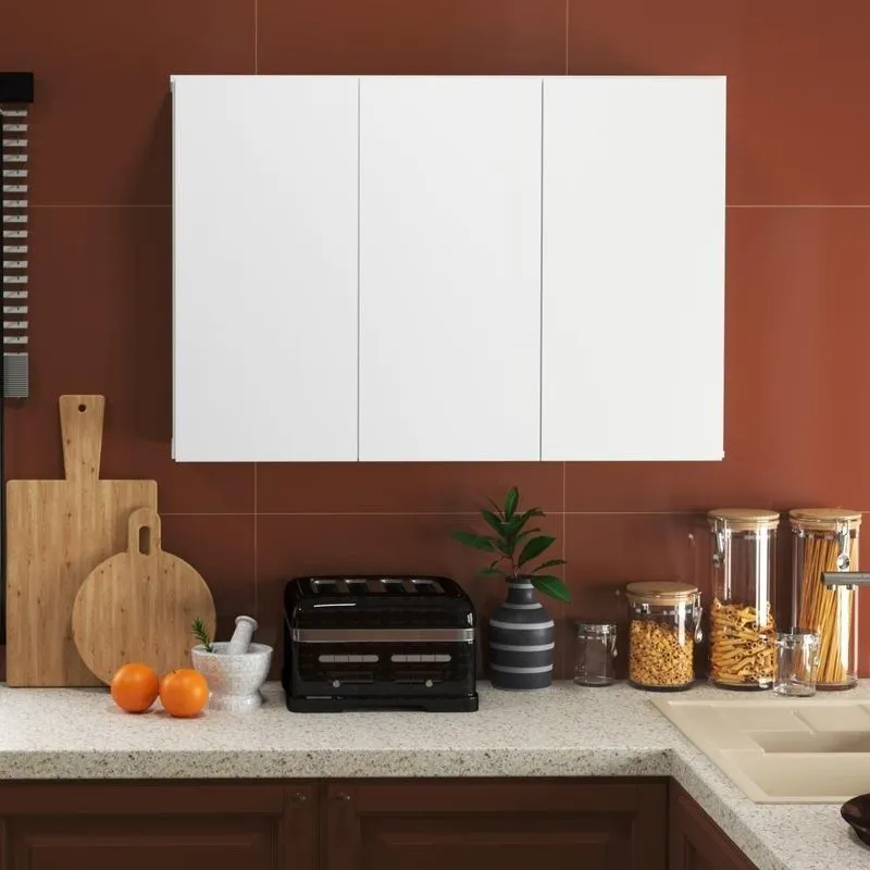 Armário Aéreo Évora 100cm 3 Portas MDP MDF Branco EJ Móveis