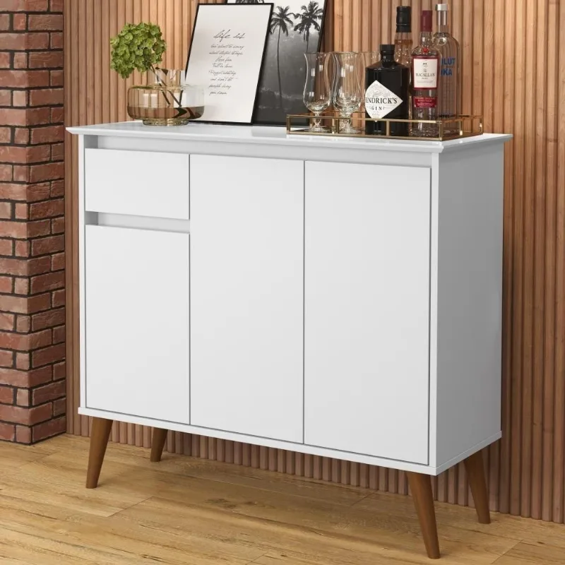 Aparador Londres 3 Portas 1 Gaveta MDF-MDP 93CM Branco EJ Móveis