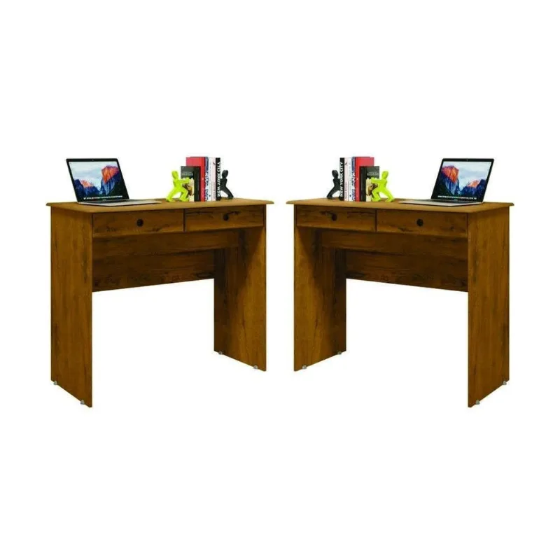 Escrivaninha Retangular Conjunto 2 Saturno Freijo 2 Gavetas MDF-MDP 90CM EJ Móveis