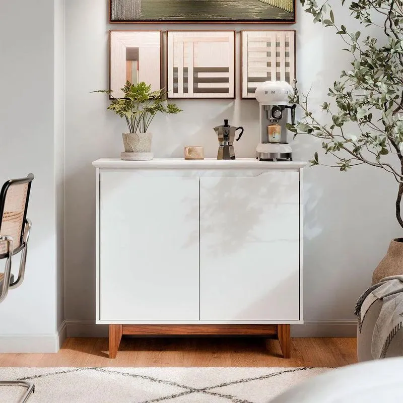 Aparador Buffet Atlas 2 Portas 2 Gavetas MDF-MDP Branco TH Shop