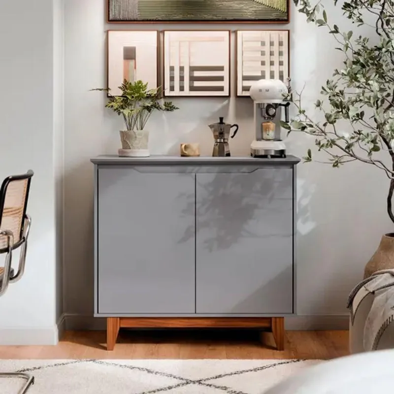Aparador Buffet Sirius Reto 2 Portas 2 Gavetas MDF-MDP 163CM Cinza
