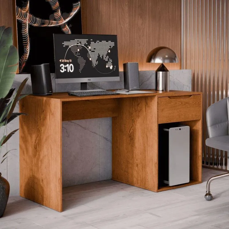 Escrivaninha Noah Home Office Moderno 1 Gaveta MDF MDP 137cm Freijó Ej Móveis