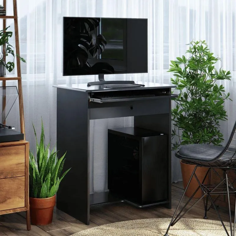 Mesa Para Computador Ravi Moderno 1 Gaveta 65cm Preto Ej Móveis
