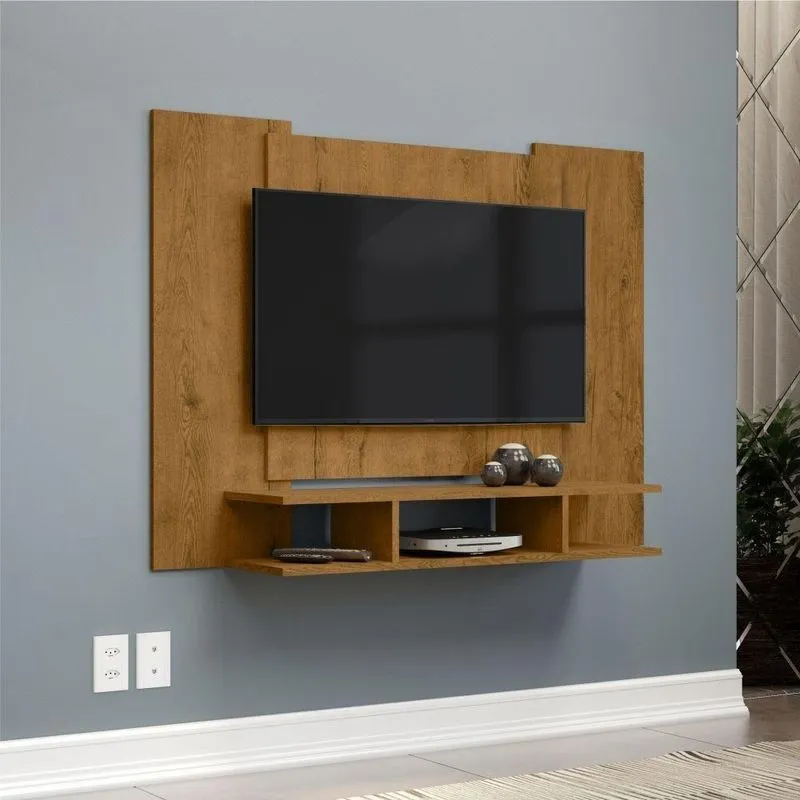 Painel Para TV Vértice 50 Polegadas 120cm MDP Com Nicho Ébano Freijó Ej Móveis