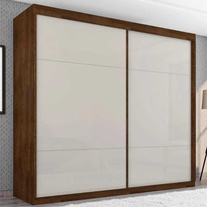 Guarda Roupa Casal Lago da Aurora 2 Portas Correr 4 Gavetas MDF Malbec-Off White