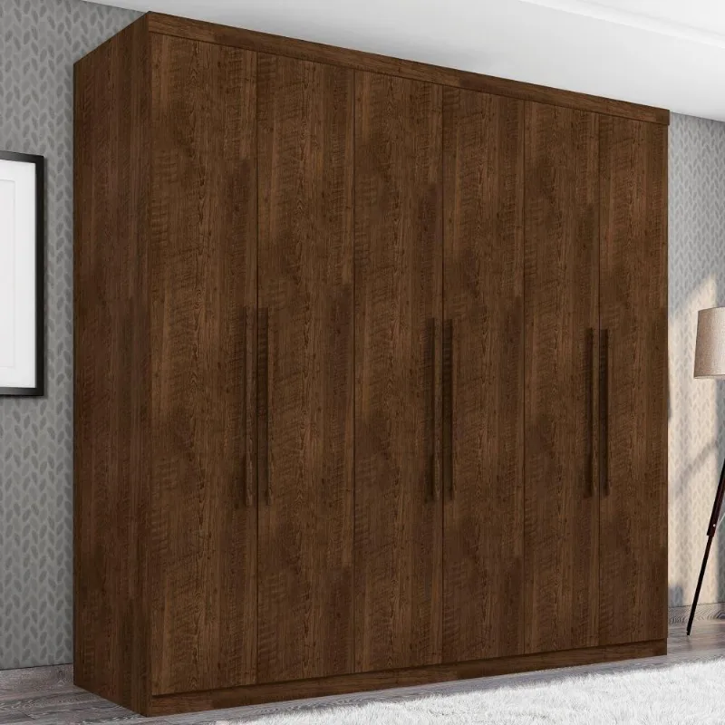Guarda Roupa Casal Paris 6 Portas de Bater 4 Gavetas MDF Malbec Framar