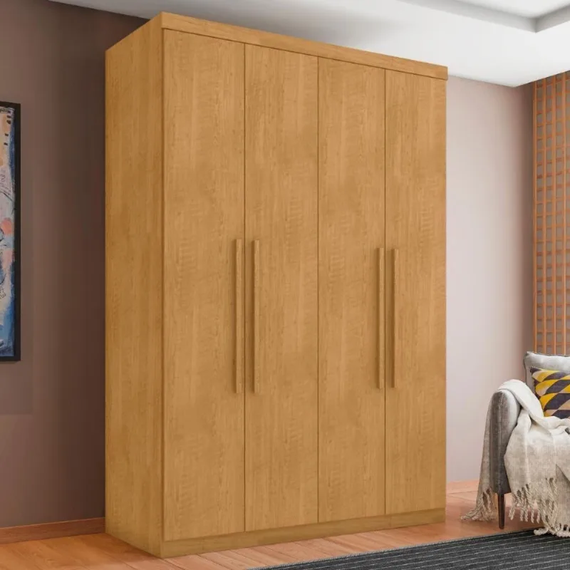 Guarda Roupa Solteiro Monte Nobre 4 Portas 4 Gavetas MDF Naturalle Framar