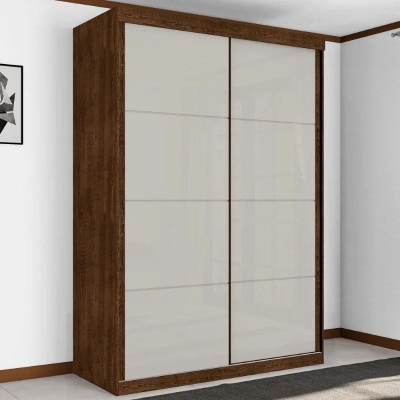 Guarda Roupa Solteiro Villa Aurora 2 Portas Correr 3 Gavetas MDF Malbec-Off White Framar