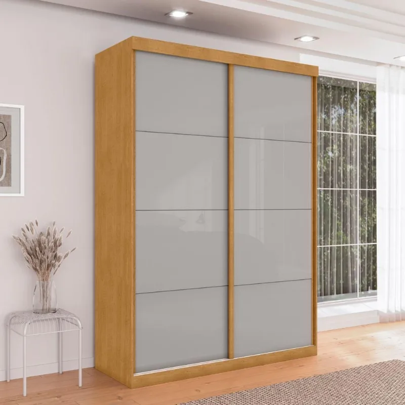 Guarda Roupa Solteiro Villa do Cedro 2 Portas Correr 3 Gavetas Naturalle-Off White Framar