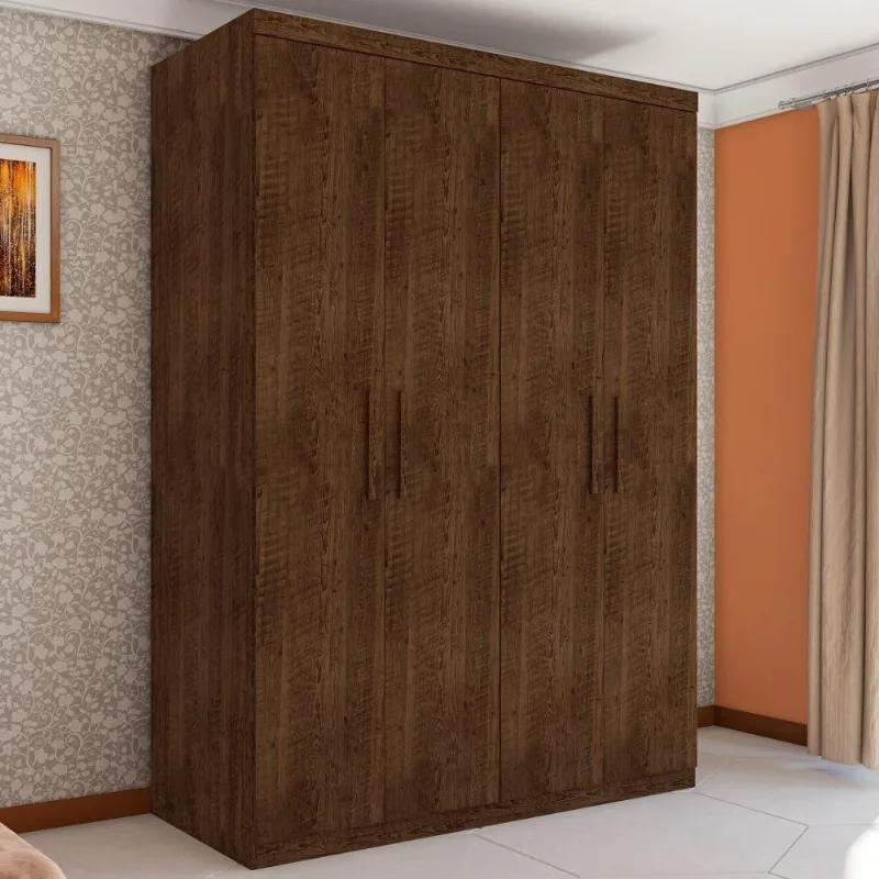 Guarda Roupa Casal Vila Serena 4 Portas de Bater 3 Gavetas MDP Malbec Framar