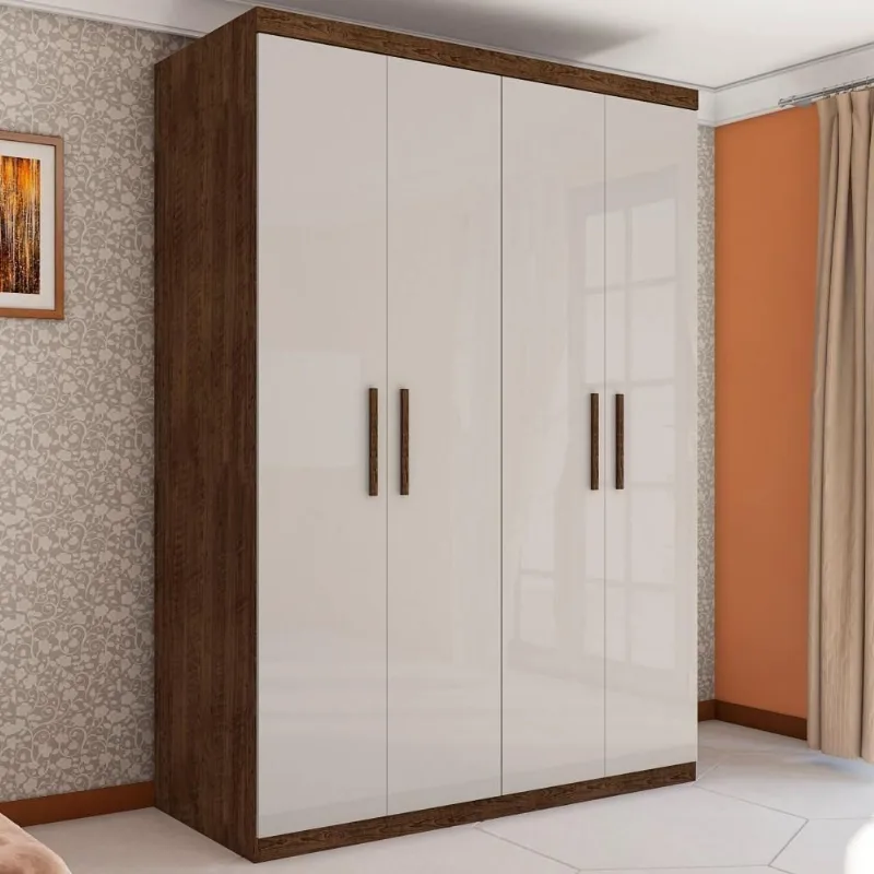 Guarda Roupa Casal Aster 4 Portas de Bater 3 Gavetas MDP Malbec-Off White Framar