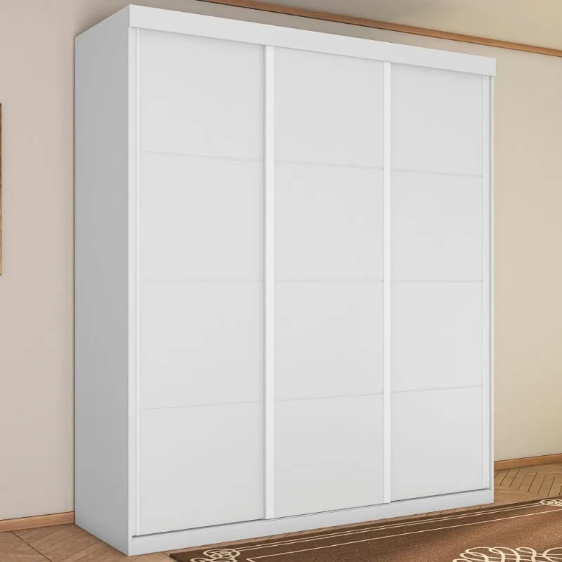Guarda Roupa Casal Paladino 3 Portas Correr 3 Gavetas Branco Framar