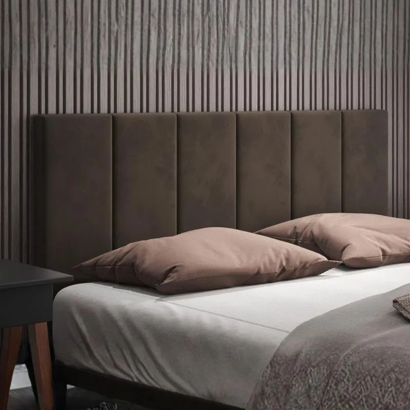 Cabeceira Casal Laura 140cm Estofada em MDP Suede Marrom Casah