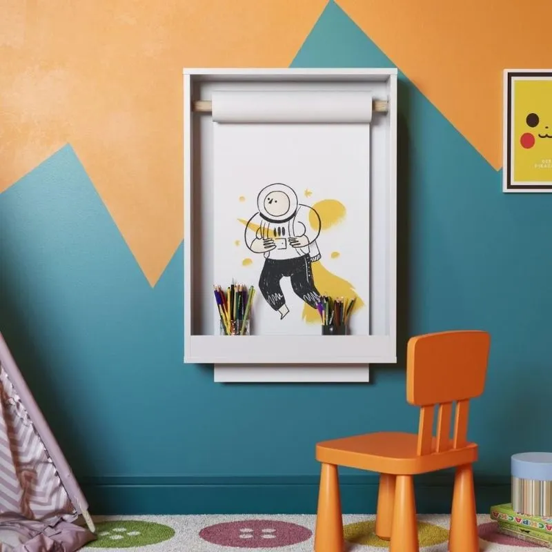 Lousa Painel de Criação Infantil com Rolo de Papel 15M Espaço 45CM para Desenho Branco Casah Lousa Painel de Criação Infantil com Rolo 15M Espaço 45CM Branco Casah