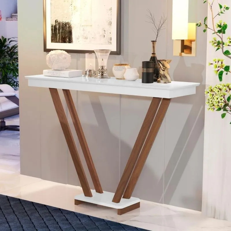 Aparador Supreme Pés Eucalipto Maciço MDF 113cm Branco Mais De Casa