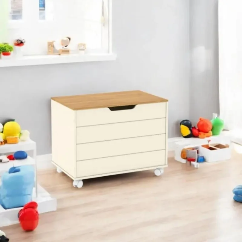 Baú Caixa de Brinquedos Toys sem Porta sem Gavetas MDP TAMANHO 70cm Off White