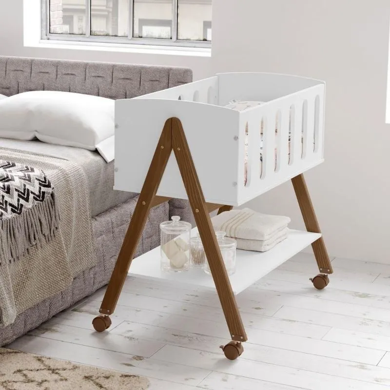 Mini Berço Sissi Matic 61360 Multifuncional Branco Eco Wood Mais de Casa